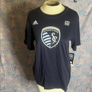 Adidas Navy Sporting KC Logo Tee Zusi 8 Youth Large
